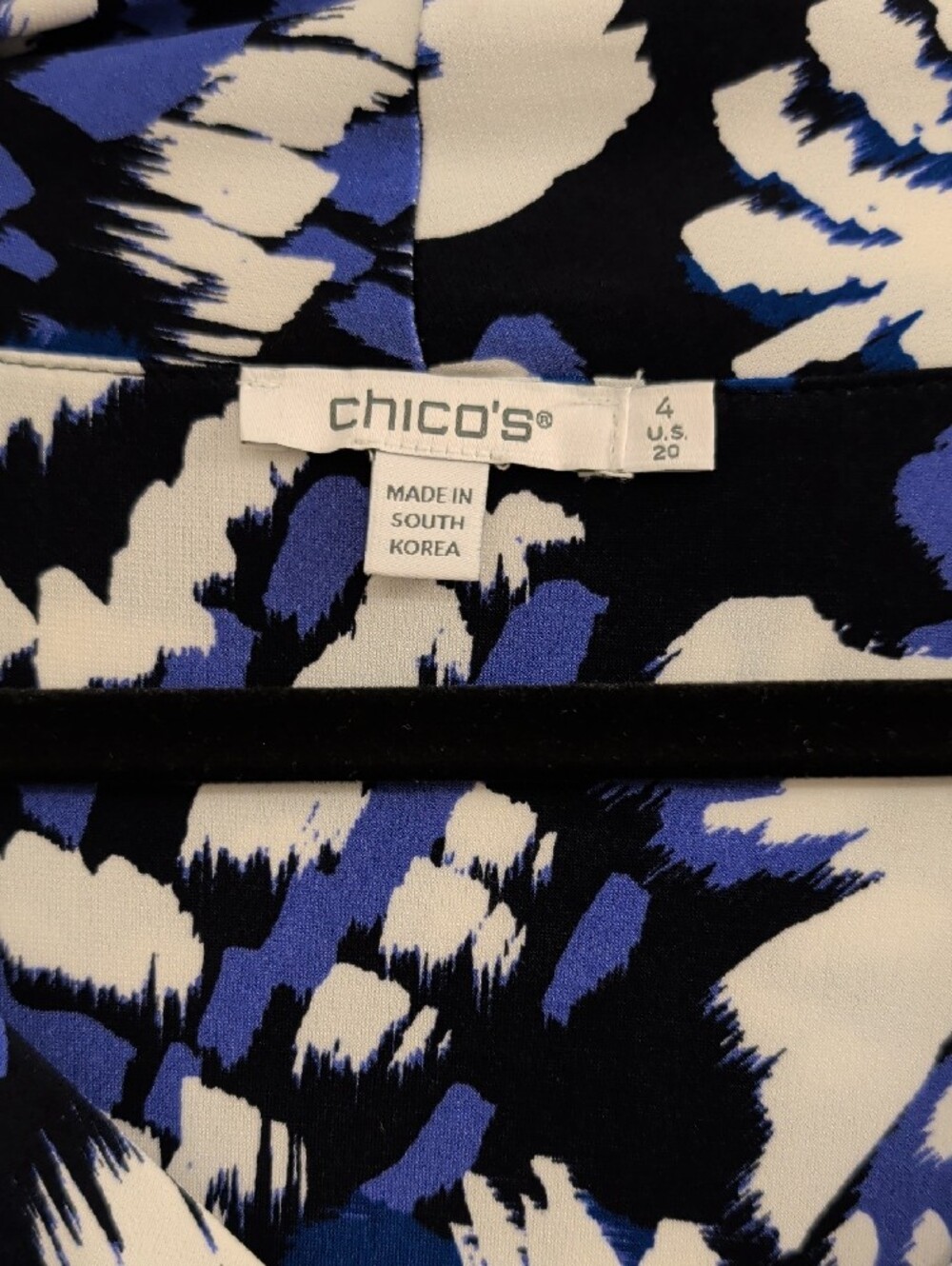 Chico's NWT Chico Size 4x Plus Black Blue White Floral-Abstract Sleeveless Dress - Picture 2 of 9